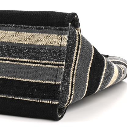 Chanel Striped Canvas Medium Deauville Tote Grey Black 10 of 11