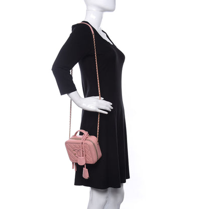 Chanel Caviar Quilted Small CC Filigree Vanity Case Rose Pink 2 of 10