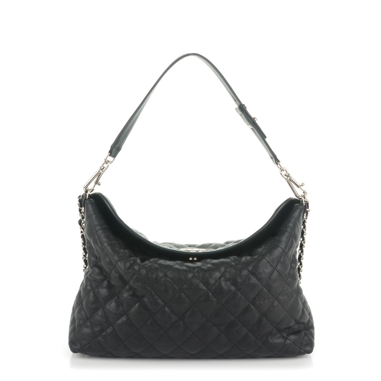 Caviar Quilted French Riviera Hobo Black