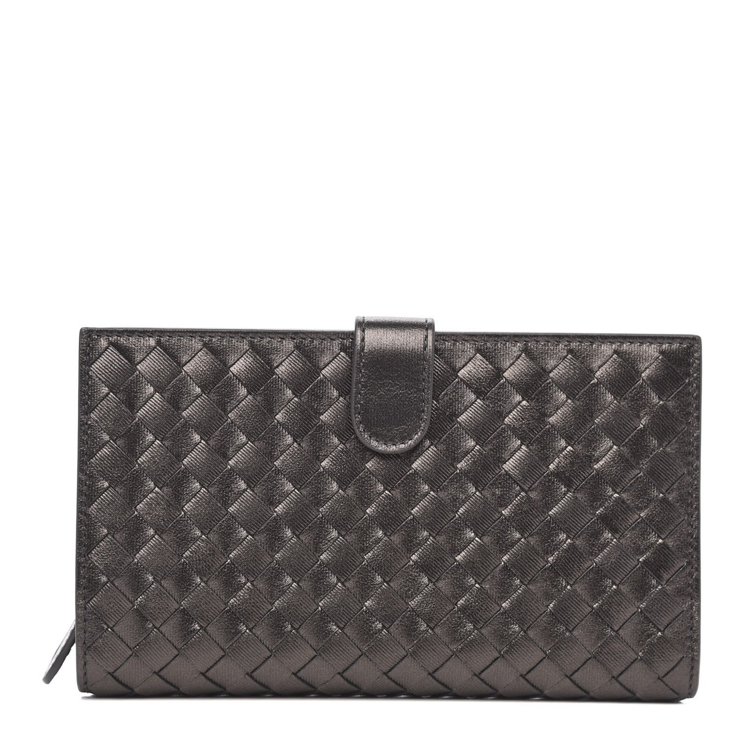 Metallic Nappa Intrecciato Continental Wallet Steel