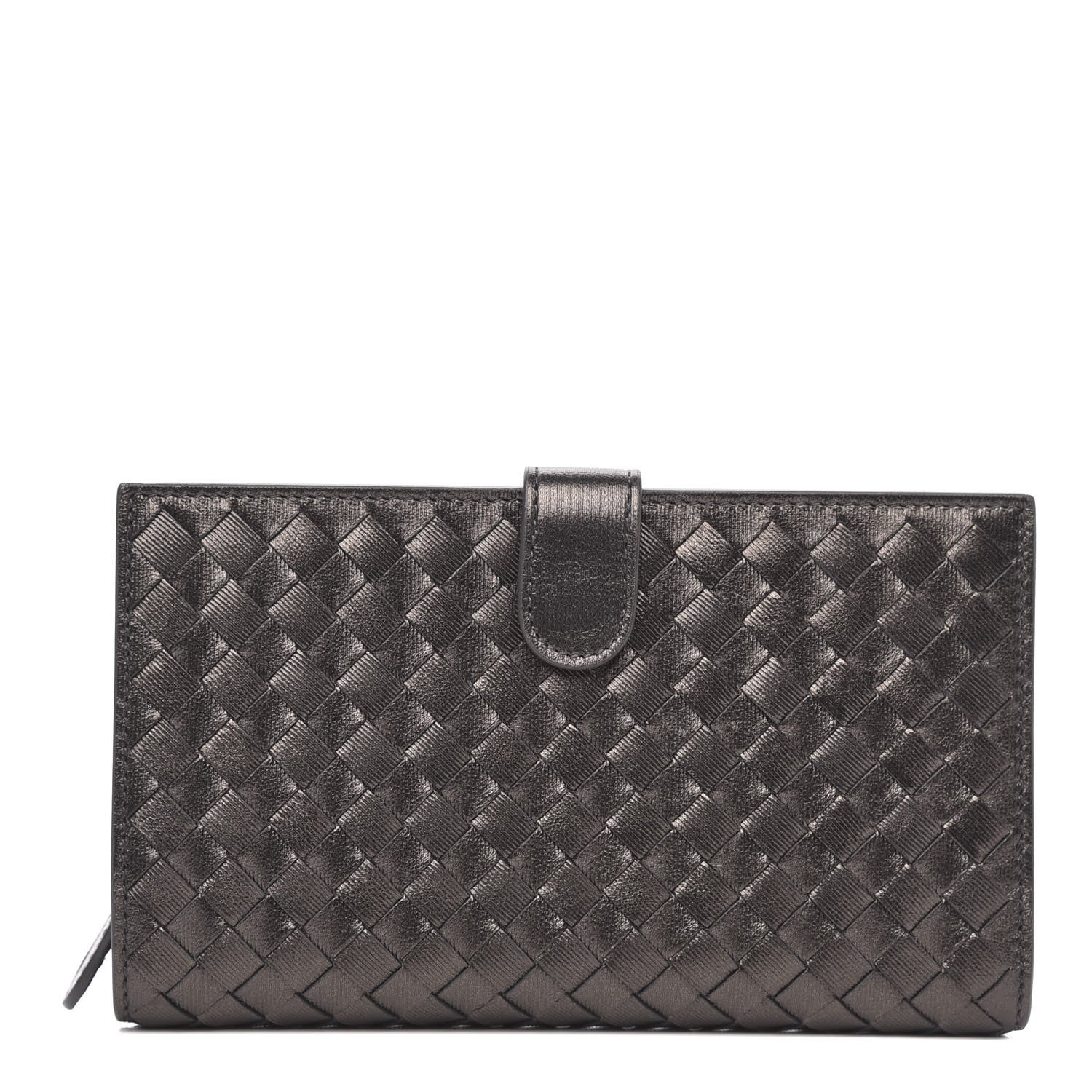 Bottega Veneta Metallic Nappa Intrecciato Continental Wallet Steel 1 of 9