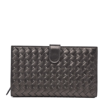 Bottega Veneta Metallic Nappa Intrecciato Continental Wallet Steel 1 of 9