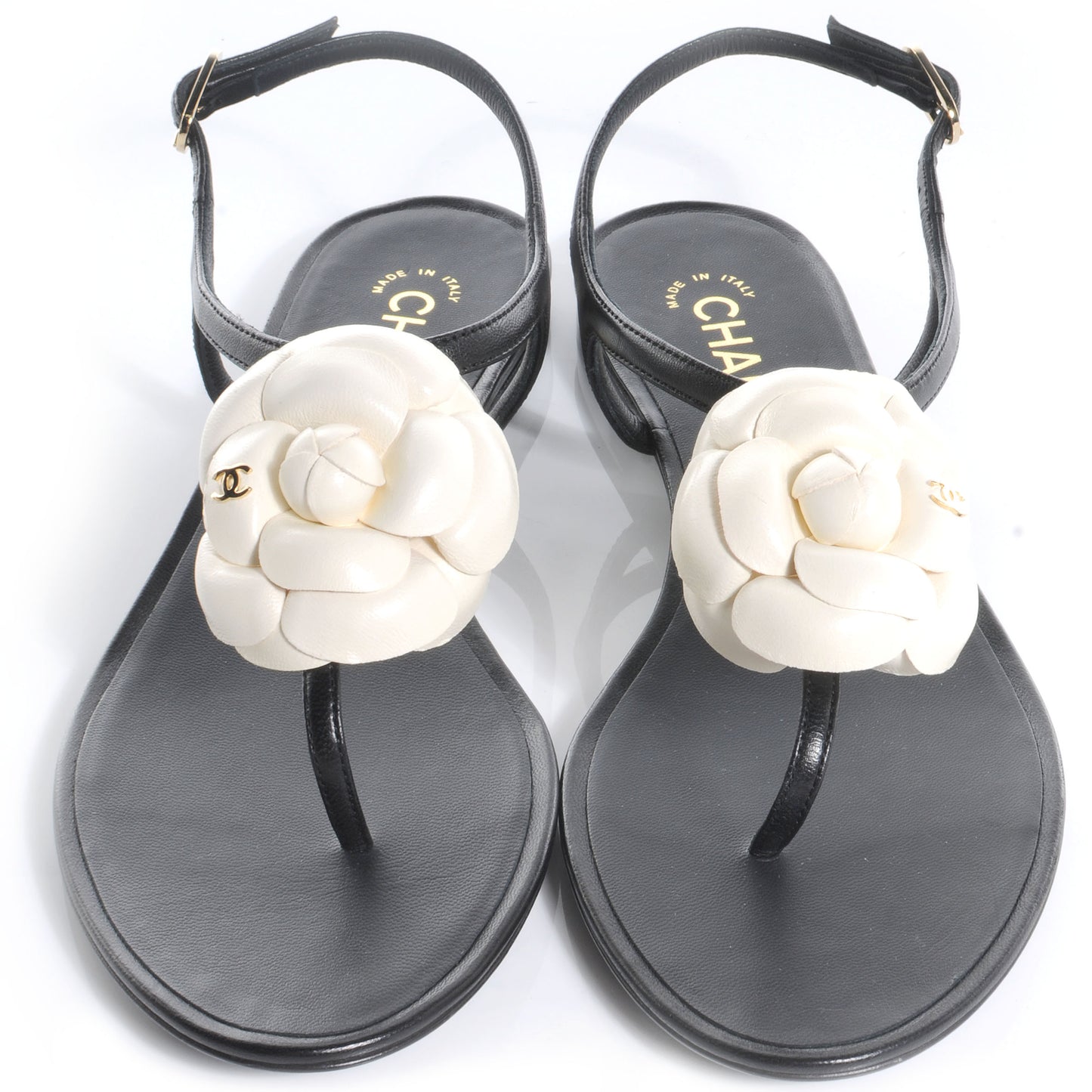 Lambskin Camellia Thong Sandals 39
