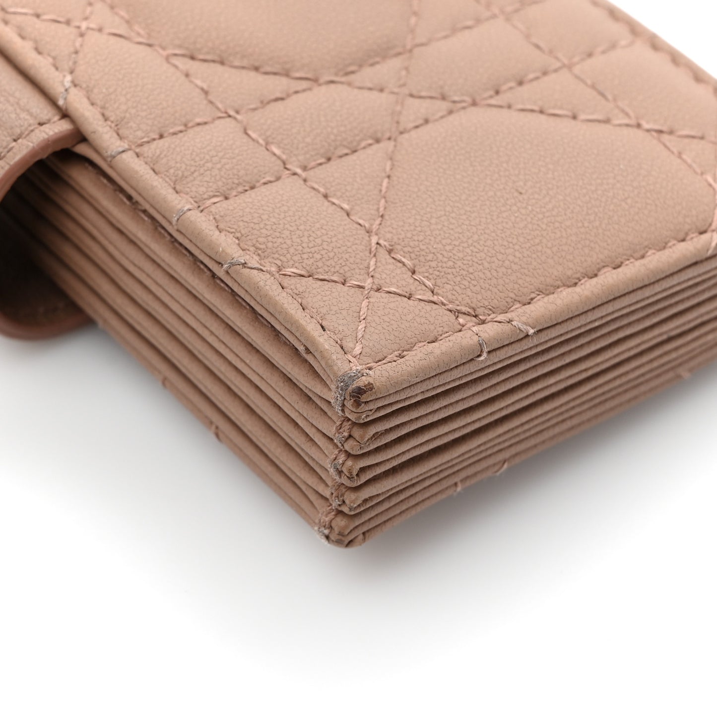 Ultra Matte Calfskin Cannage Lady Dior 5-Gusset Card Holder Blush Powder