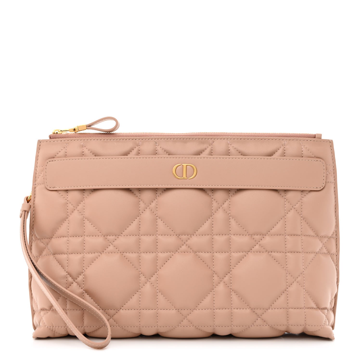 Christian Dior Lambskin Macrocannage Large Caro D-Every Pouch Rose Des Vents 1 of 11