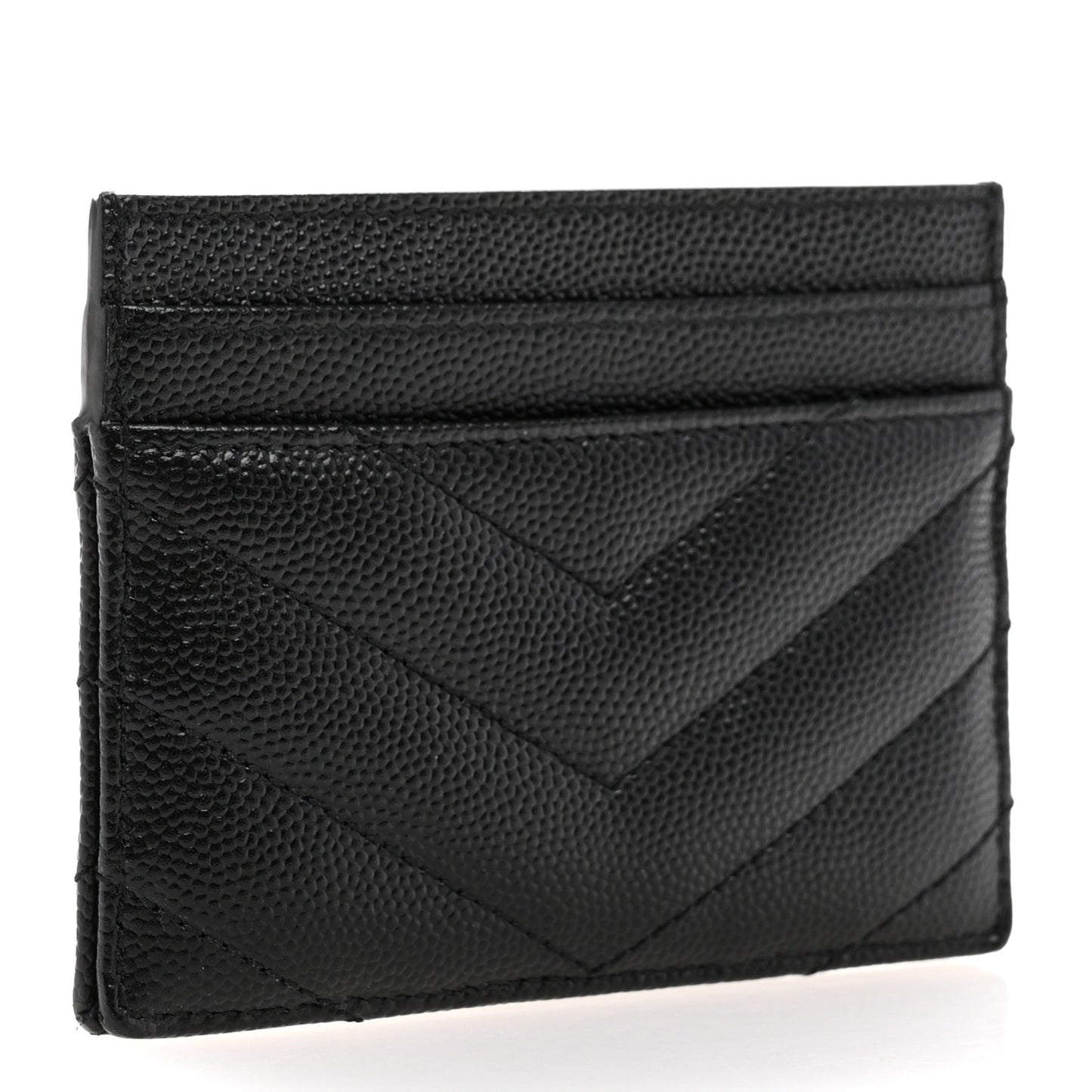 Grain De Poudre Matelasse Chevron Monogram Credit Card Case Black
