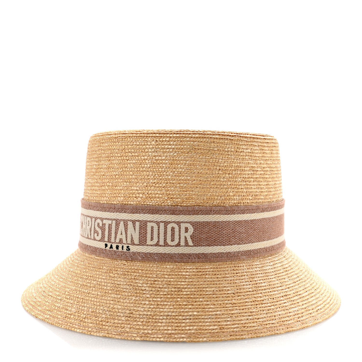 Christian Dior Straw Embroidered D-Bobby Large Brim Hat 57 Rose 1 of 9