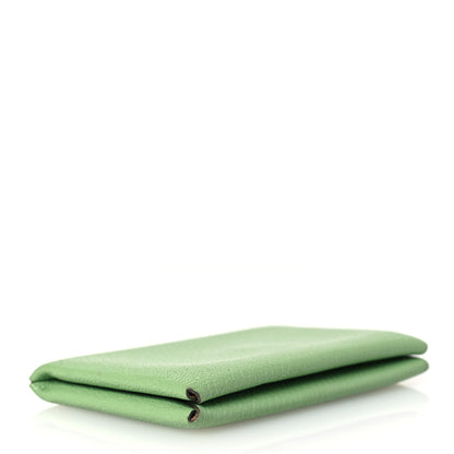 Hermes Chevre Mysore Verso Calvi Card Case Vert Criquet Caramel 4 of 12