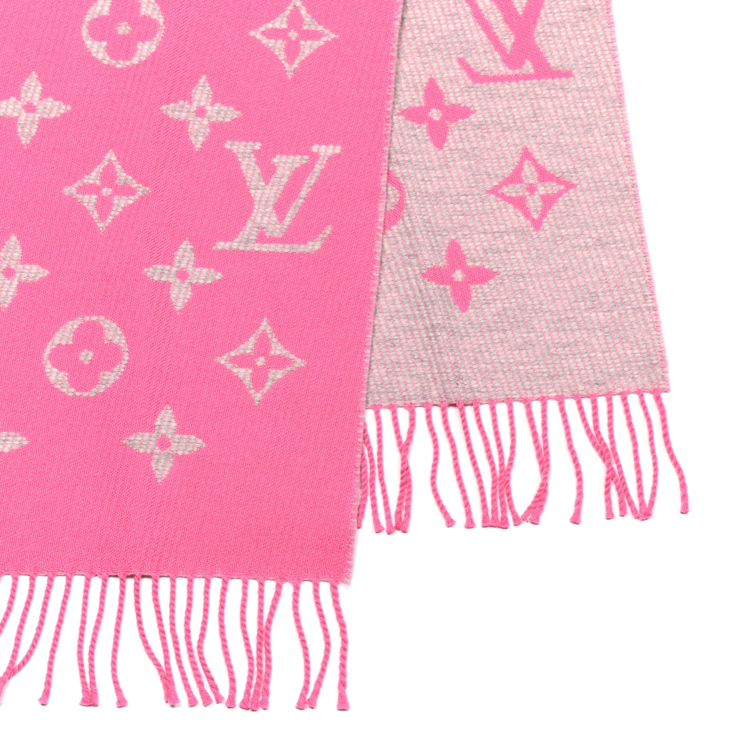 Wool Cashmere Monogram LV Scarf Pink