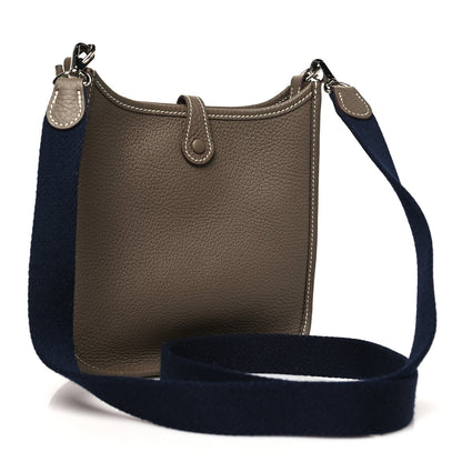 Hermes Taurillon Clemence Amazone Evelyne TPM Etoupe Bleu Indigo 3 of 10
