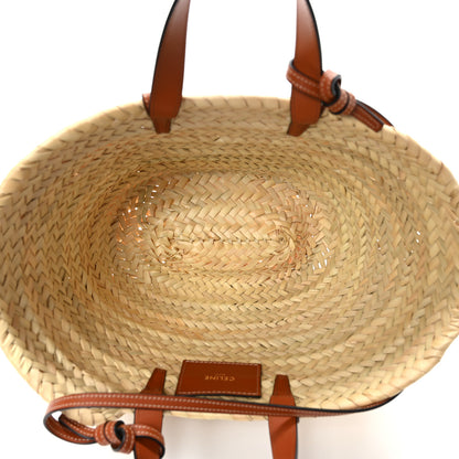 Celine Raffia Calfskin Triomphe Teen Panier Tan 5 of 8