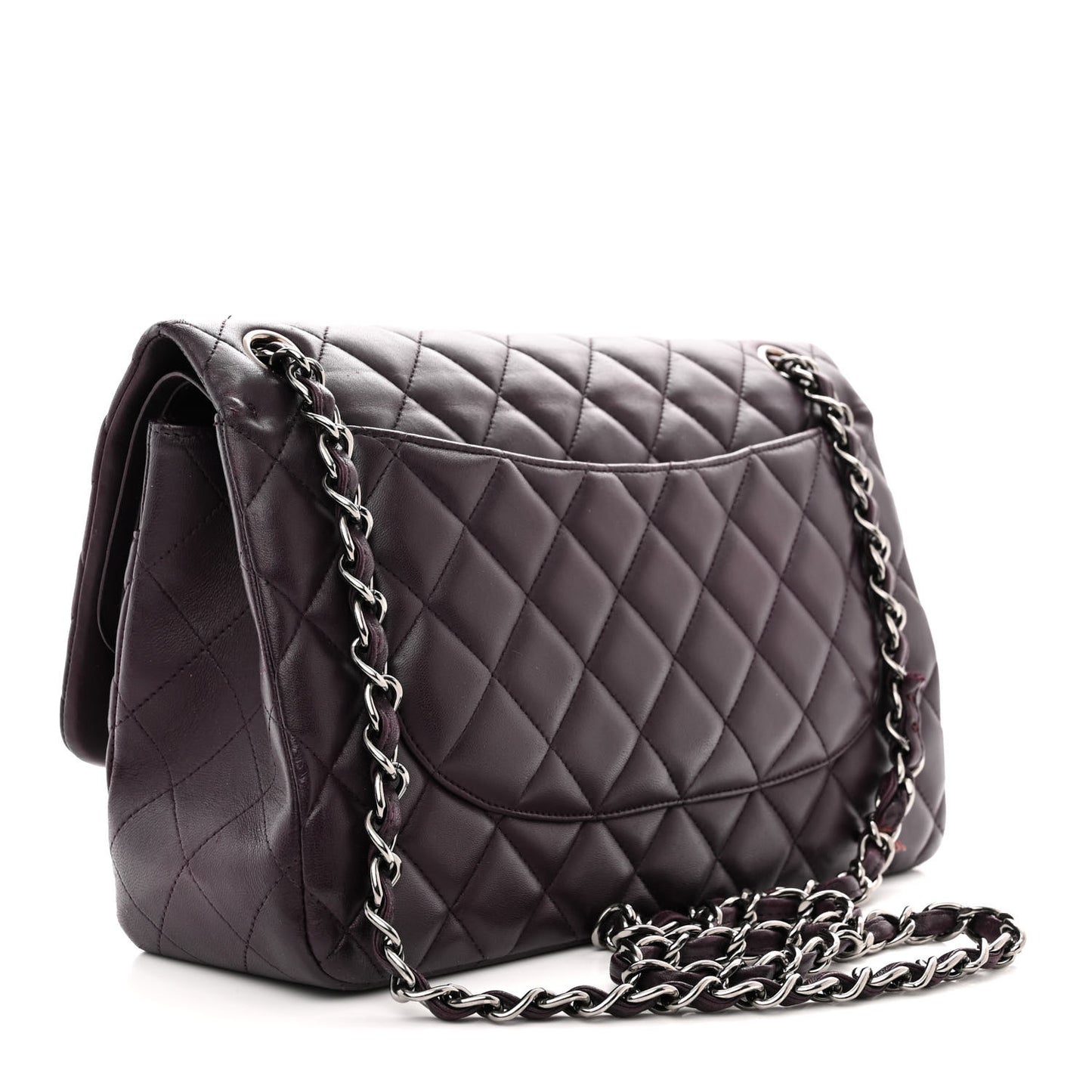 Lambskin Quilted Jumbo Double Flap Purple