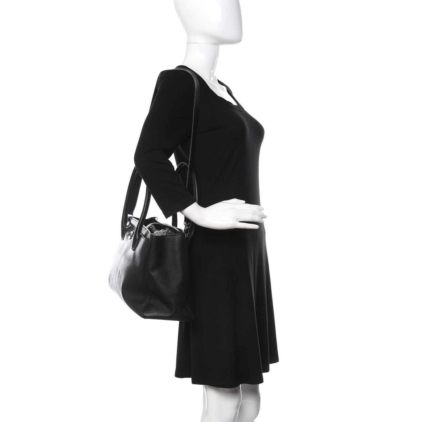 Calfskin Cerf Executive Shopper Tote Black