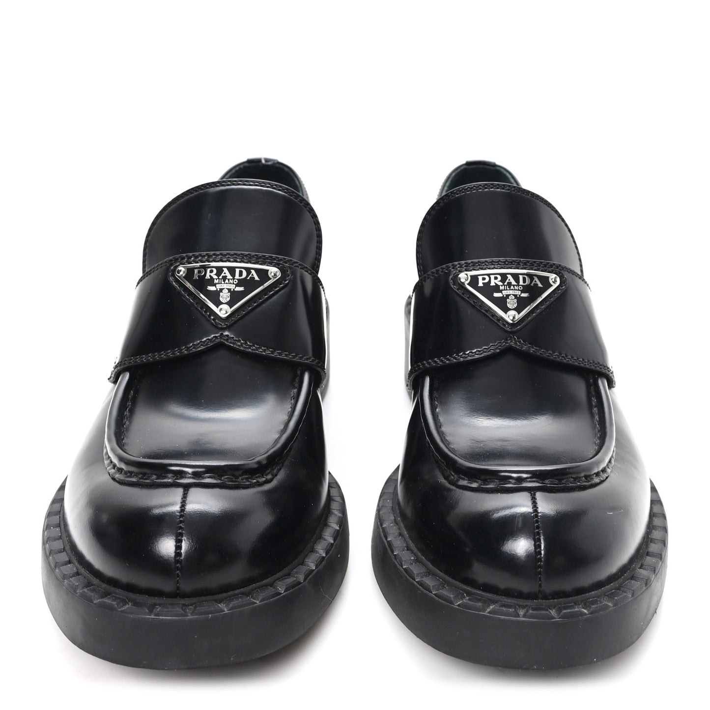 Spazzolato Metal Triangle Logo 50mm Loafers 39 Black