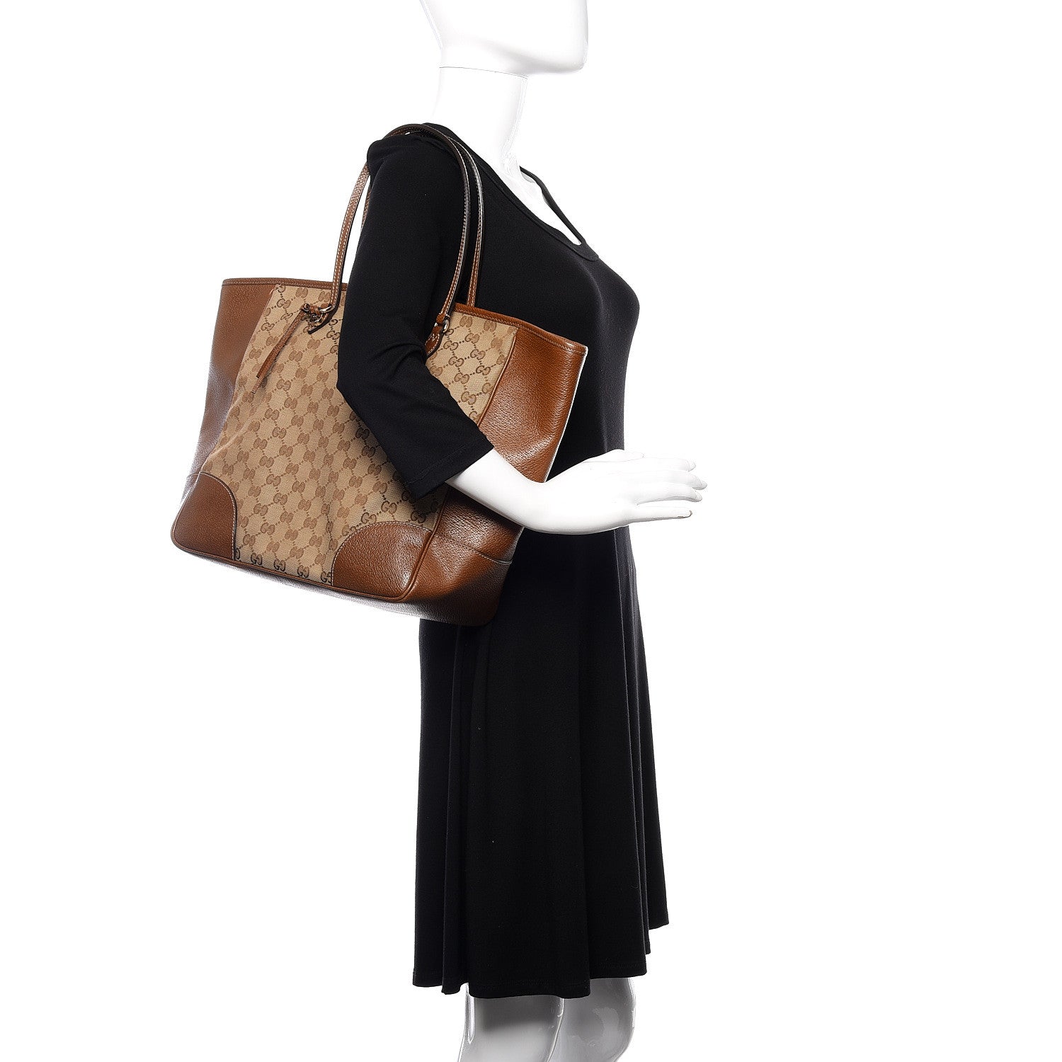 Gucci Monogram Medium Bree Zippered Tote Beige Tabacco 2 of 14