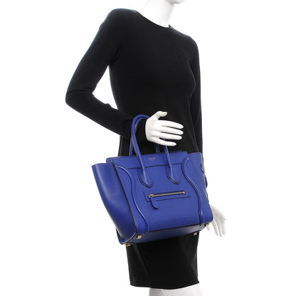 Celine Drummed Calfskin Micro Luggage Indigo 2 of 13