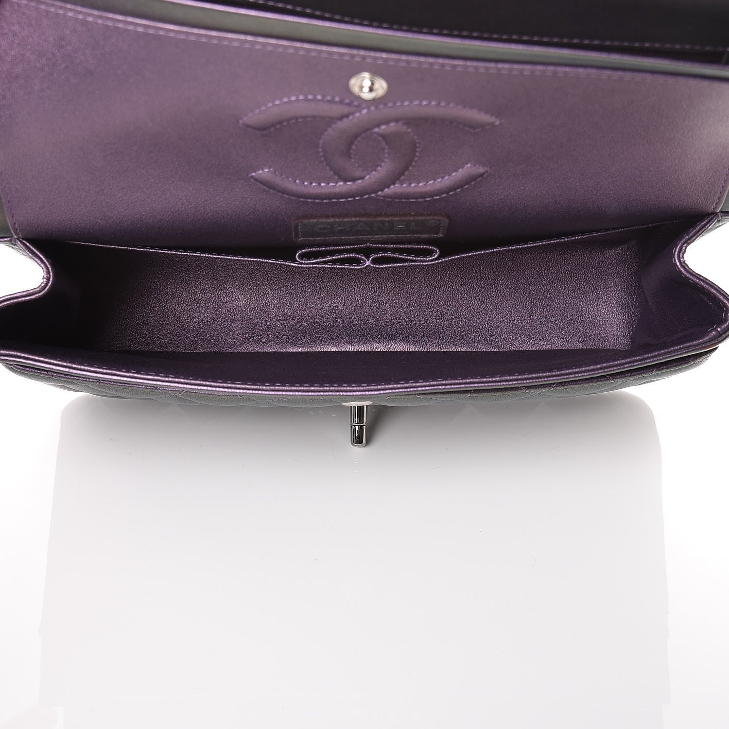 Chanel Iridescent Lambskin Quilted Medium Double Flap Dark Purple 6 of 11