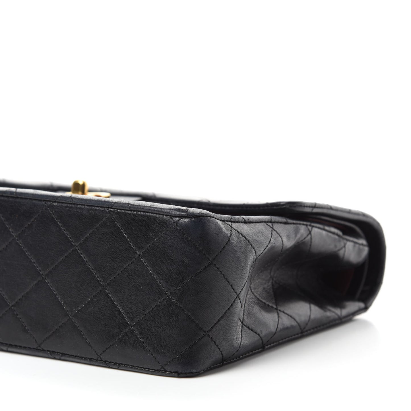 Lambskin Quilted Medium Double Flap Black