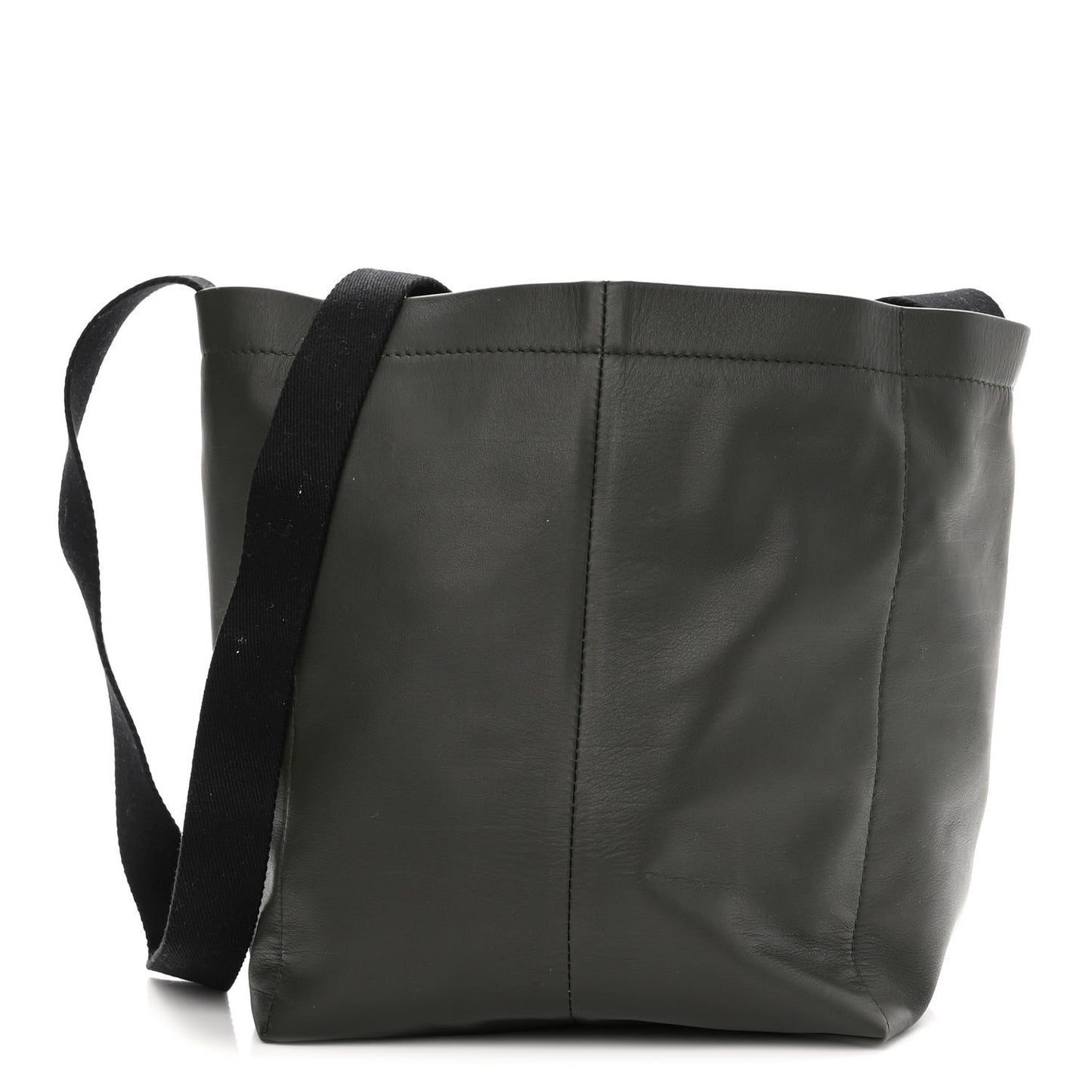 Smooth Calfskin Nylon Drawstring Bucket Bag Green