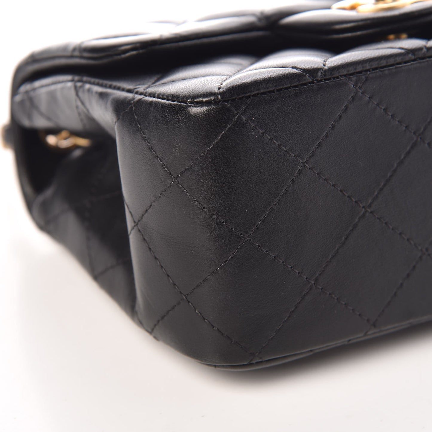 Lambskin Quilted Mini Square Flap Black
