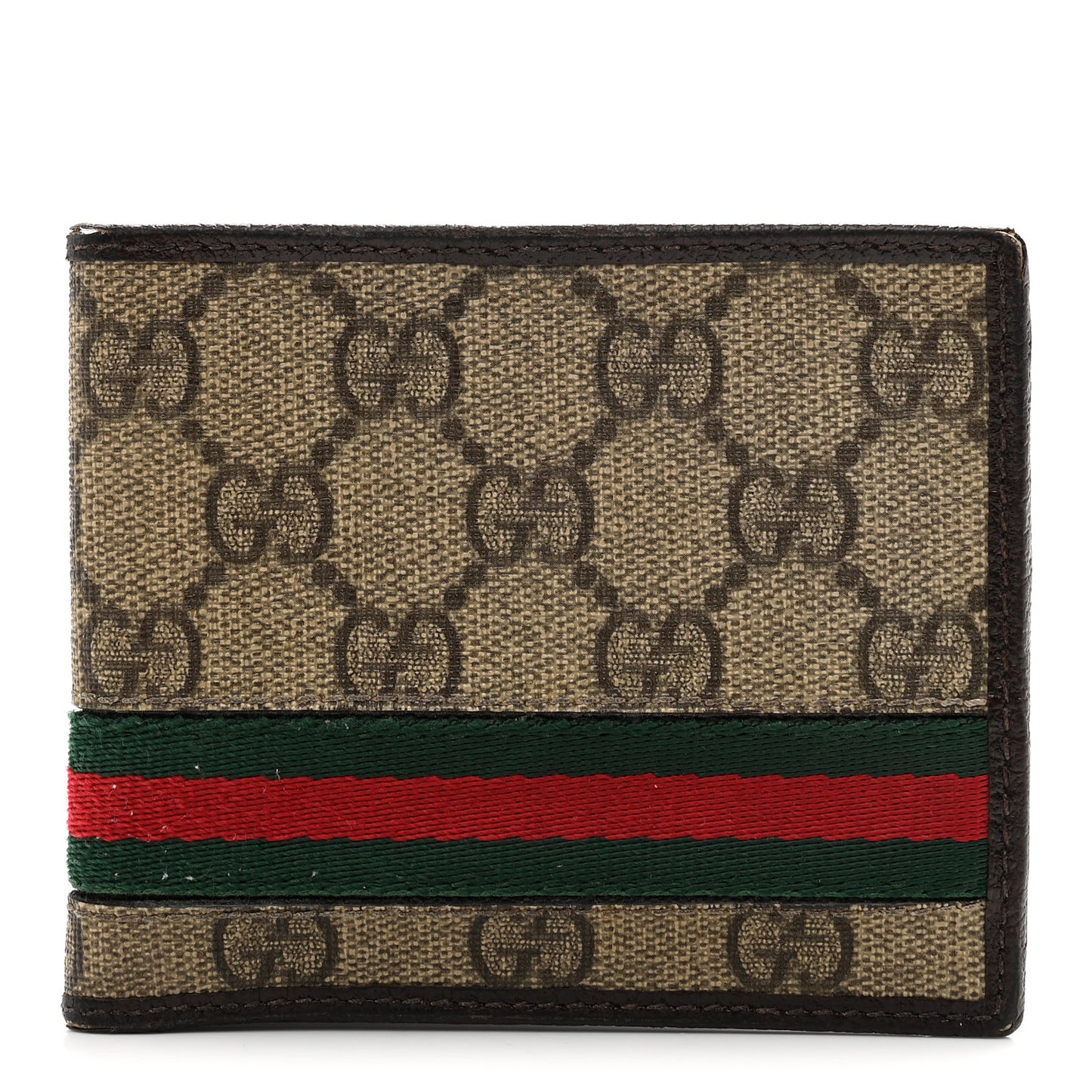 GG Plus Monogram Web Bi-Fold Wallet Dark Brown