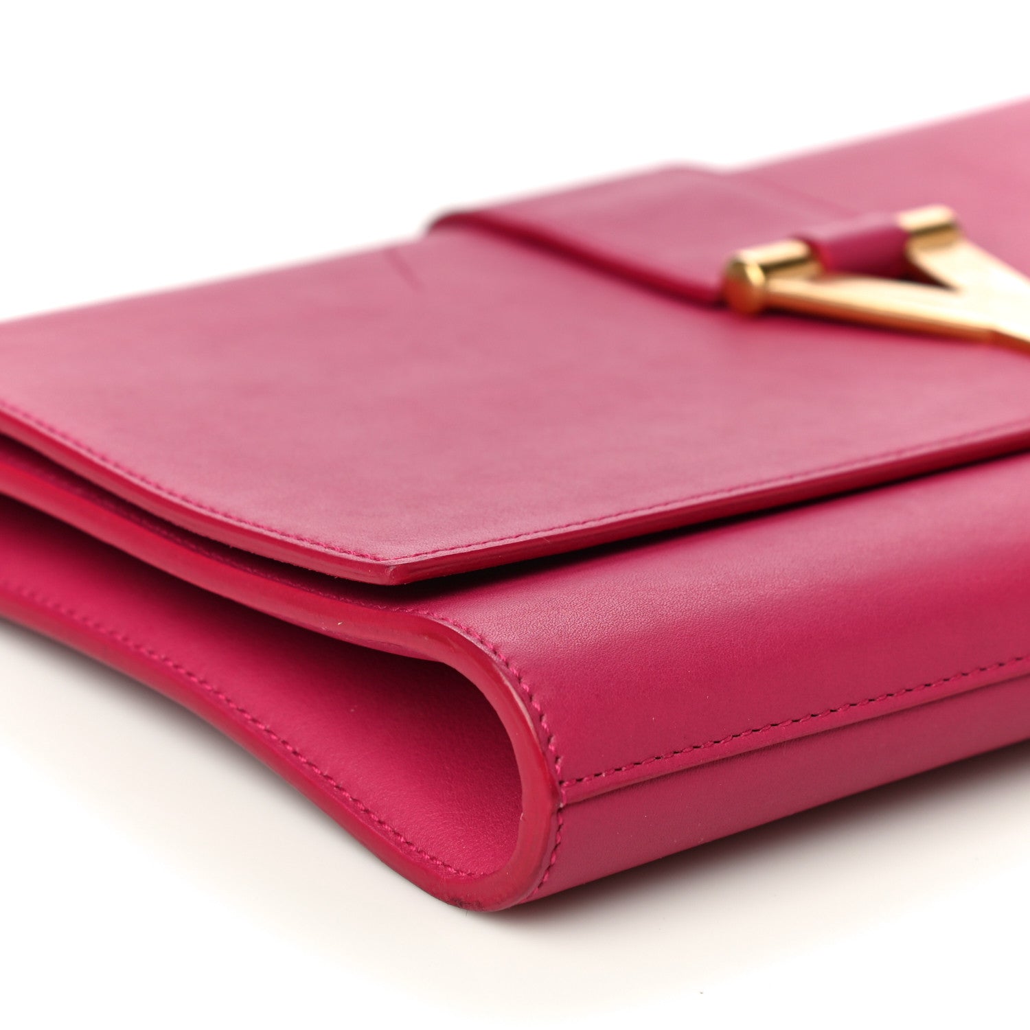 Saint Laurent Calfskin Classic Y Ligne Clutch Fuchsia 8 of 29