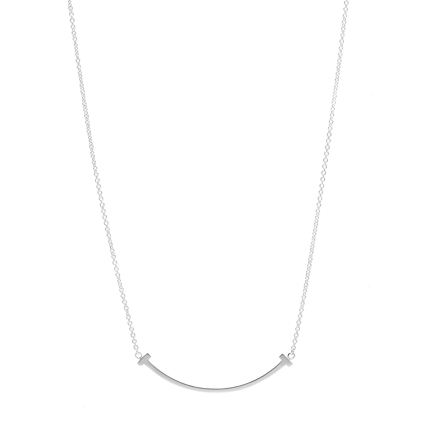 Sterling Silver Small T Smile Pendant Necklace