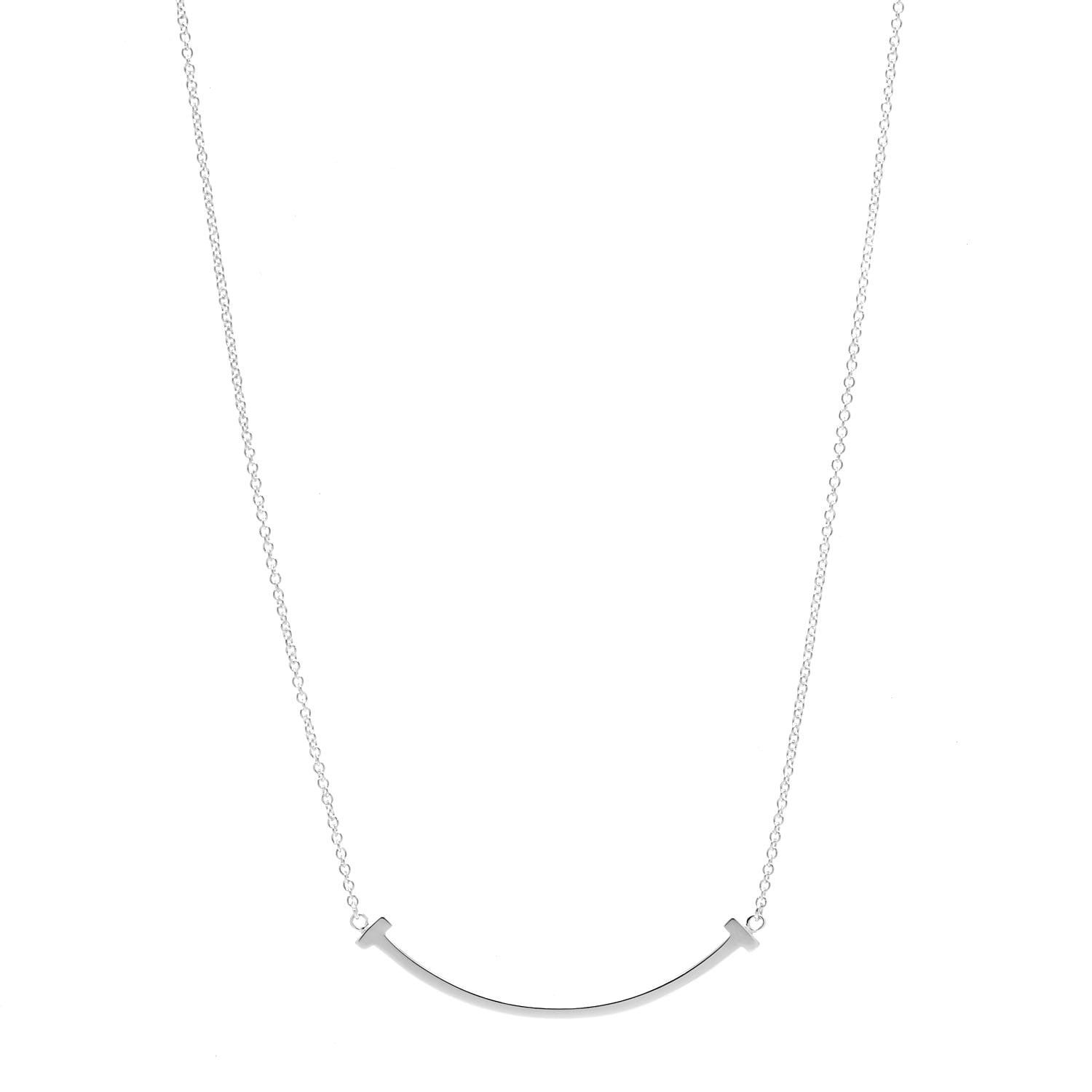 Tiffany Sterling Silver Small T Smile Pendant Necklace 1 of 6