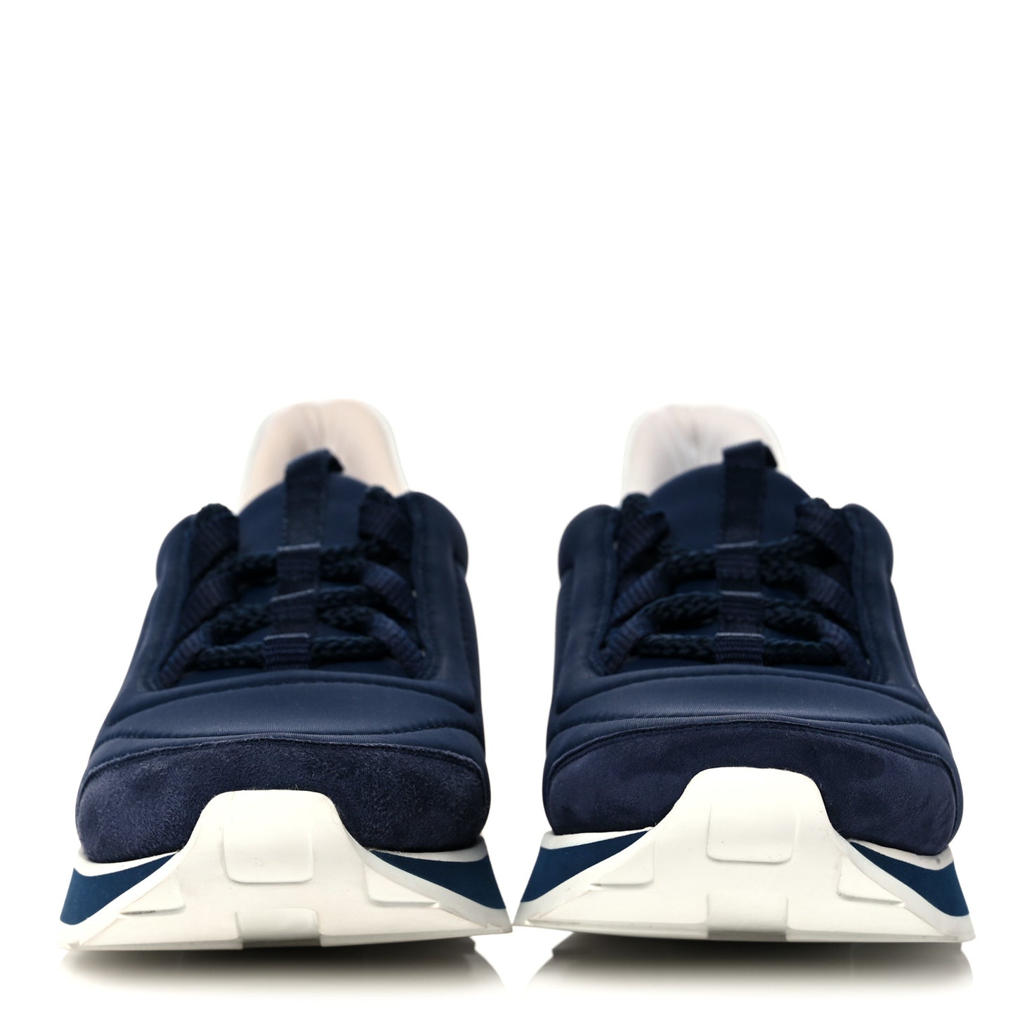 Technical Canvas Calfskin Suede Goatskin Womens Buster Sneakers 37 Marine White