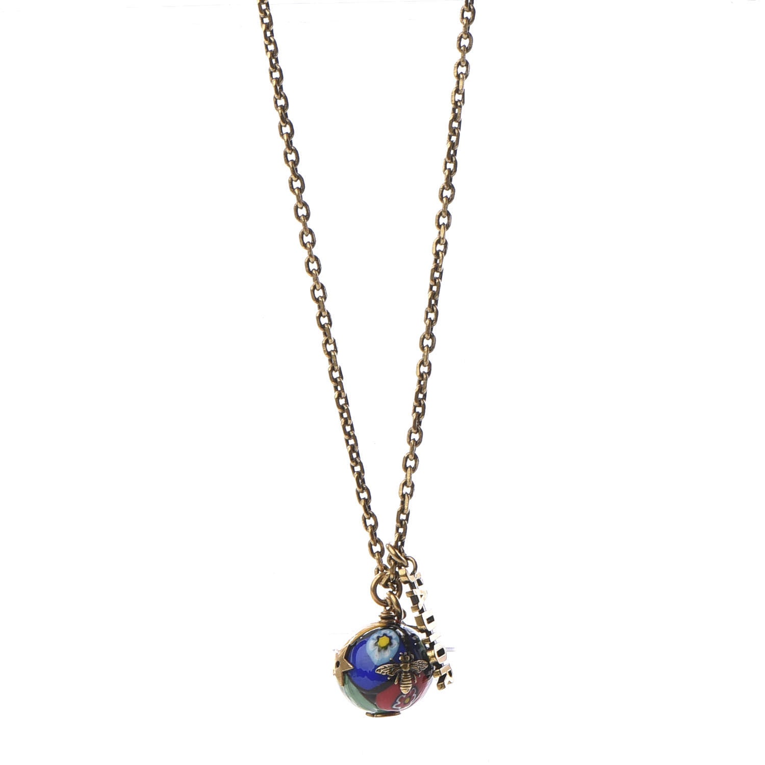 Christian Dior Metal J'adior D-Murrine Necklace Aged Gold Multicolor 1 of 5