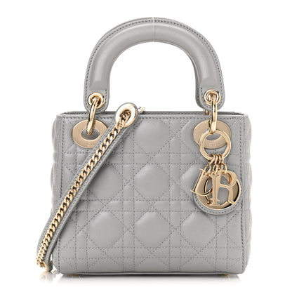 Christian Dior Metallic Lambskin Cannage Mini Lady Dior Grey 1 of 10