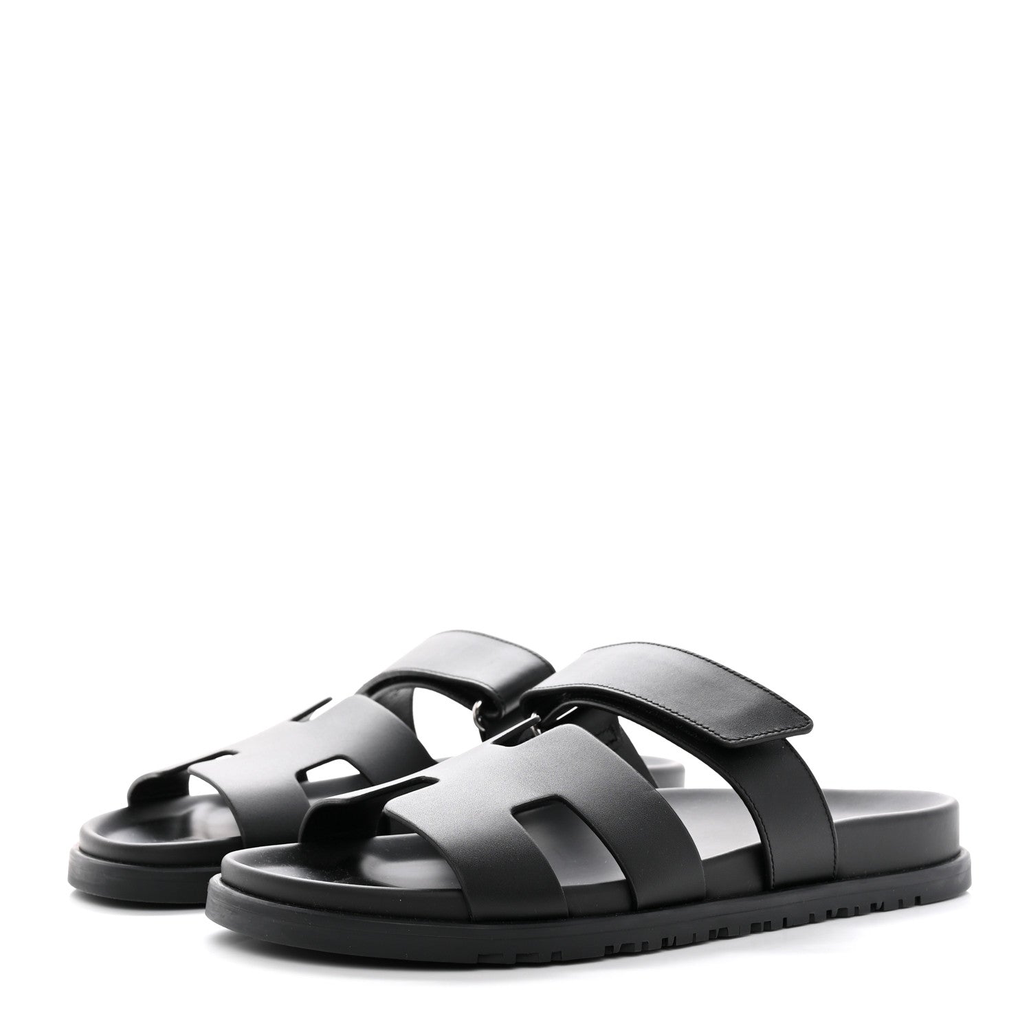 Hermes Calfskin Womens Chypre Sandals 40.5 Black 3 of 9