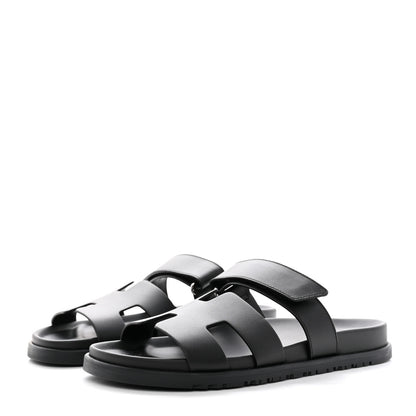 Hermes Calfskin Womens Chypre Sandals 40.5 Black 3 of 9