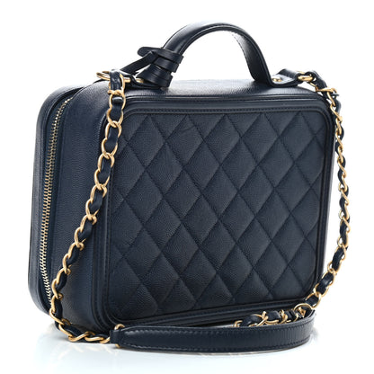Chanel Caviar Quilted Medium CC Filigree Vanity Case Navy 3 of 10