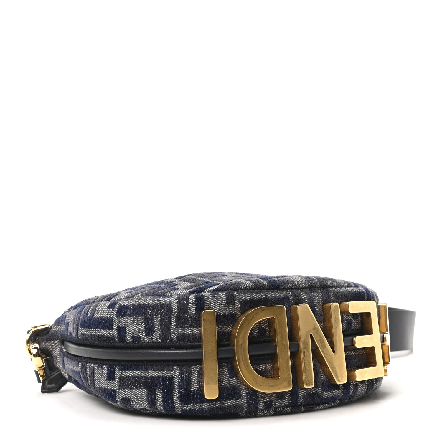 Fendi Chenille Vitello Grace FF 1974 Mini Fendigraphy Hobo Bag Blue 4 of 10