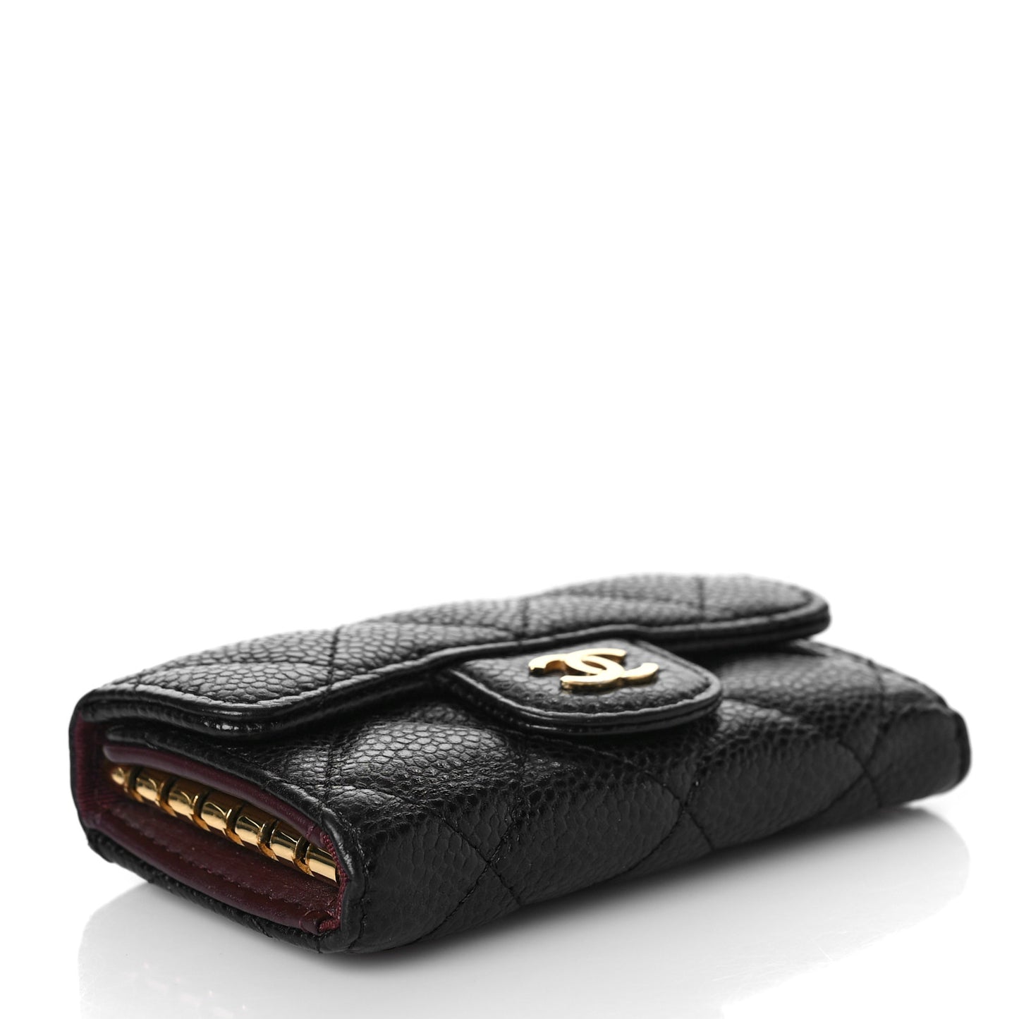 Caviar Quilted 6 Key Holder Black