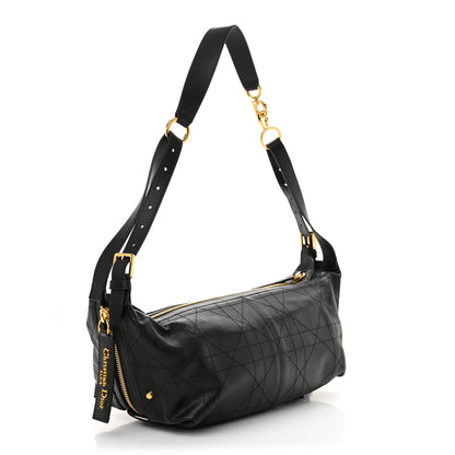 Christian Dior Shiny Grained Calfskin Macrocannage Medium D-Journey Bag Black 3 of 10