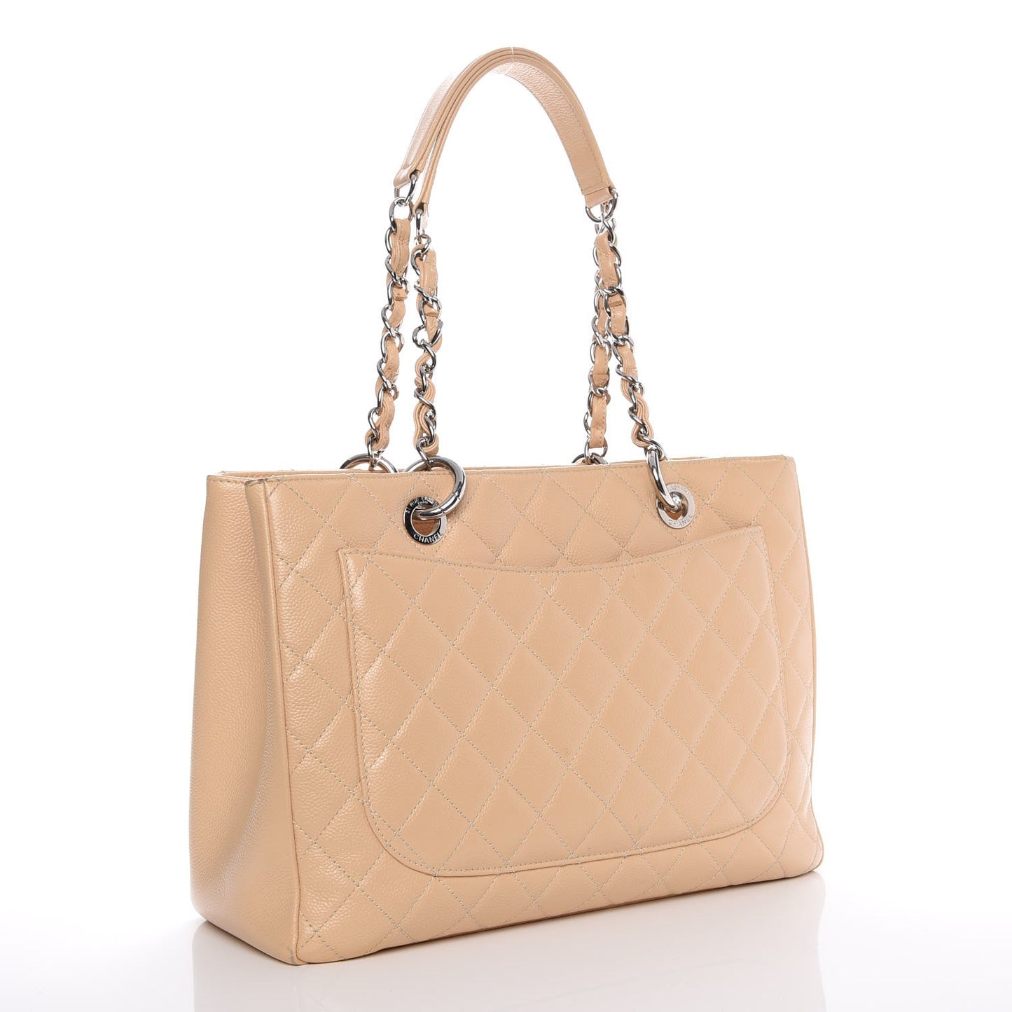 Caviar Quilted Grand Shopping Tote GST Beige Clair