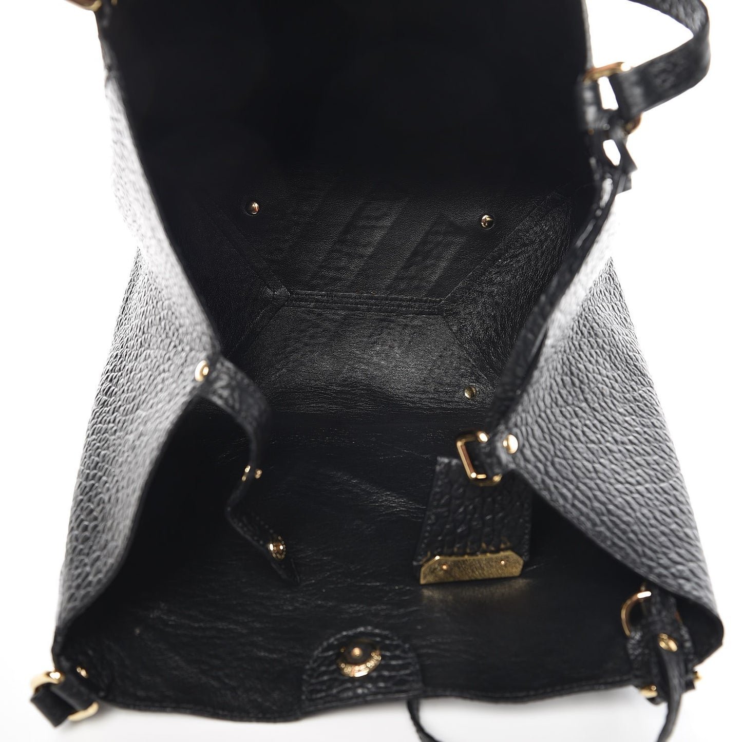 Signature Grain Calfskin Check Embossed Small Canterbury Tote Black