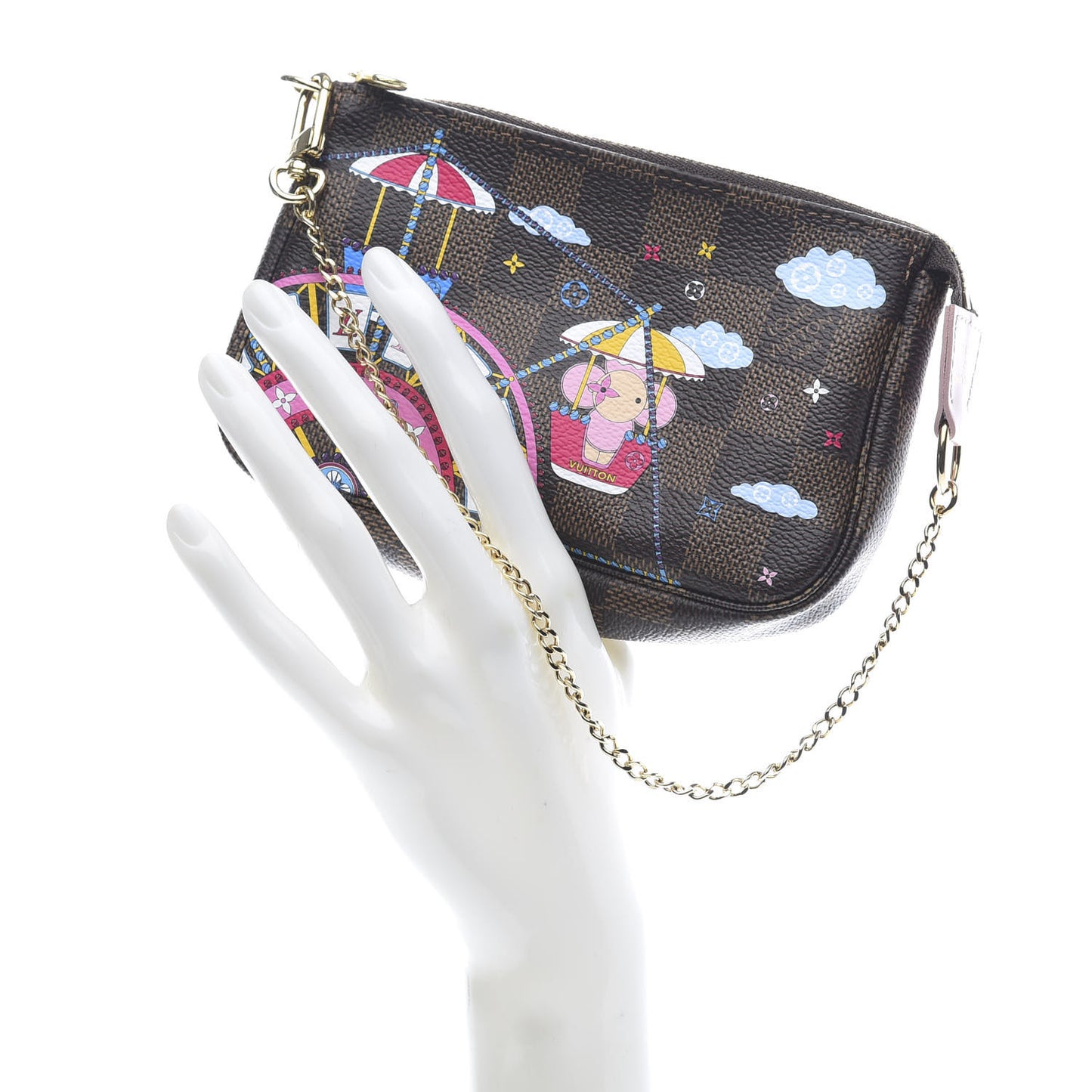 Damier Ebene 2020 Christmas Animation Big Wheel Mini Pochette Accessories Rose Ballerine
