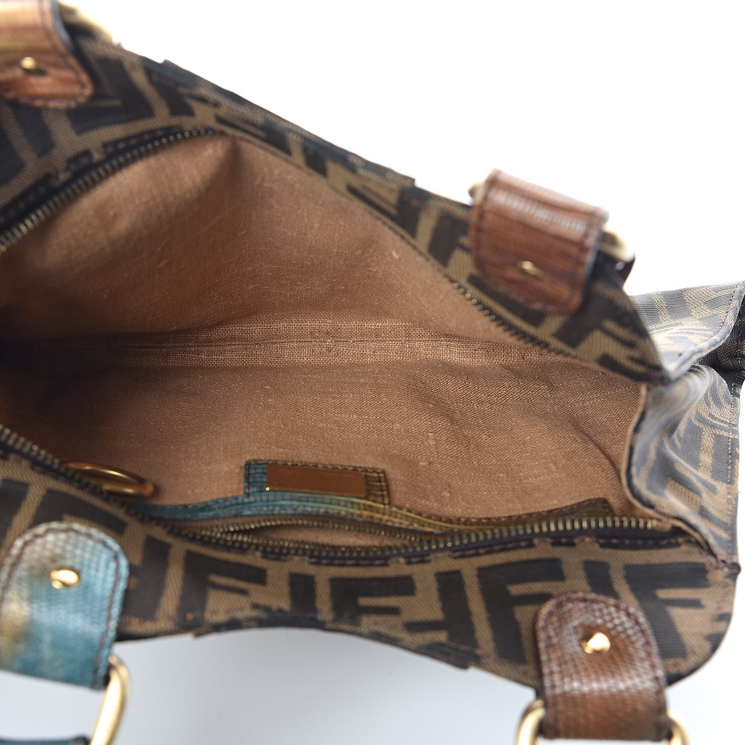 Fendi Zucca Lizard Small Devil Trapezio Tote Tobacco 5 of 11