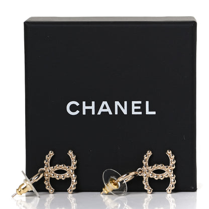 Chanel Metal Bead CC Drop Earrings Gold 6 of 6