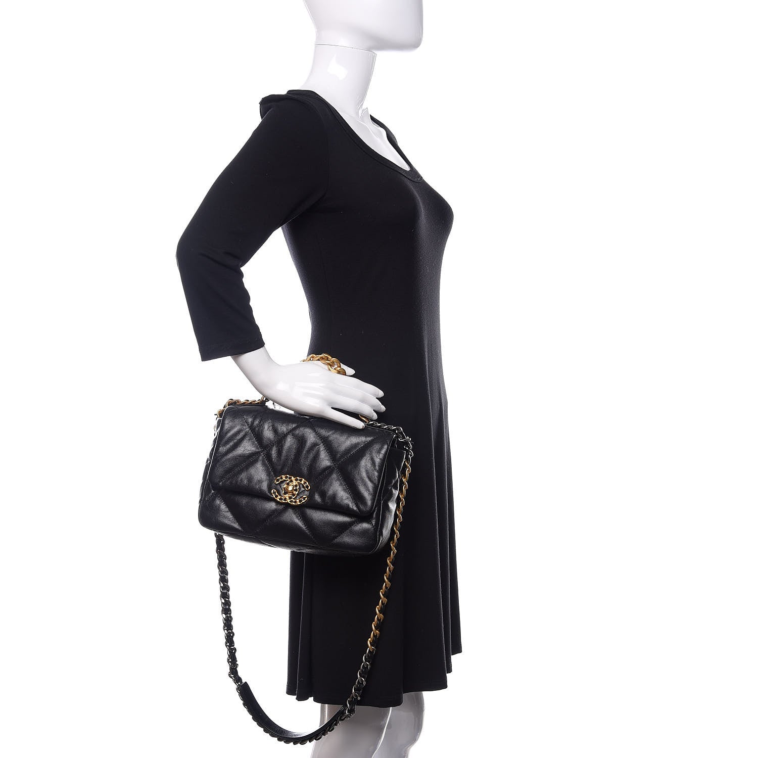 Chanel Goatskin Quilted Medium 19 Flap Black 3 of 11