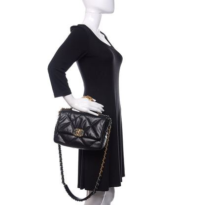 Chanel Goatskin Quilted Medium 19 Flap Black 3 of 11