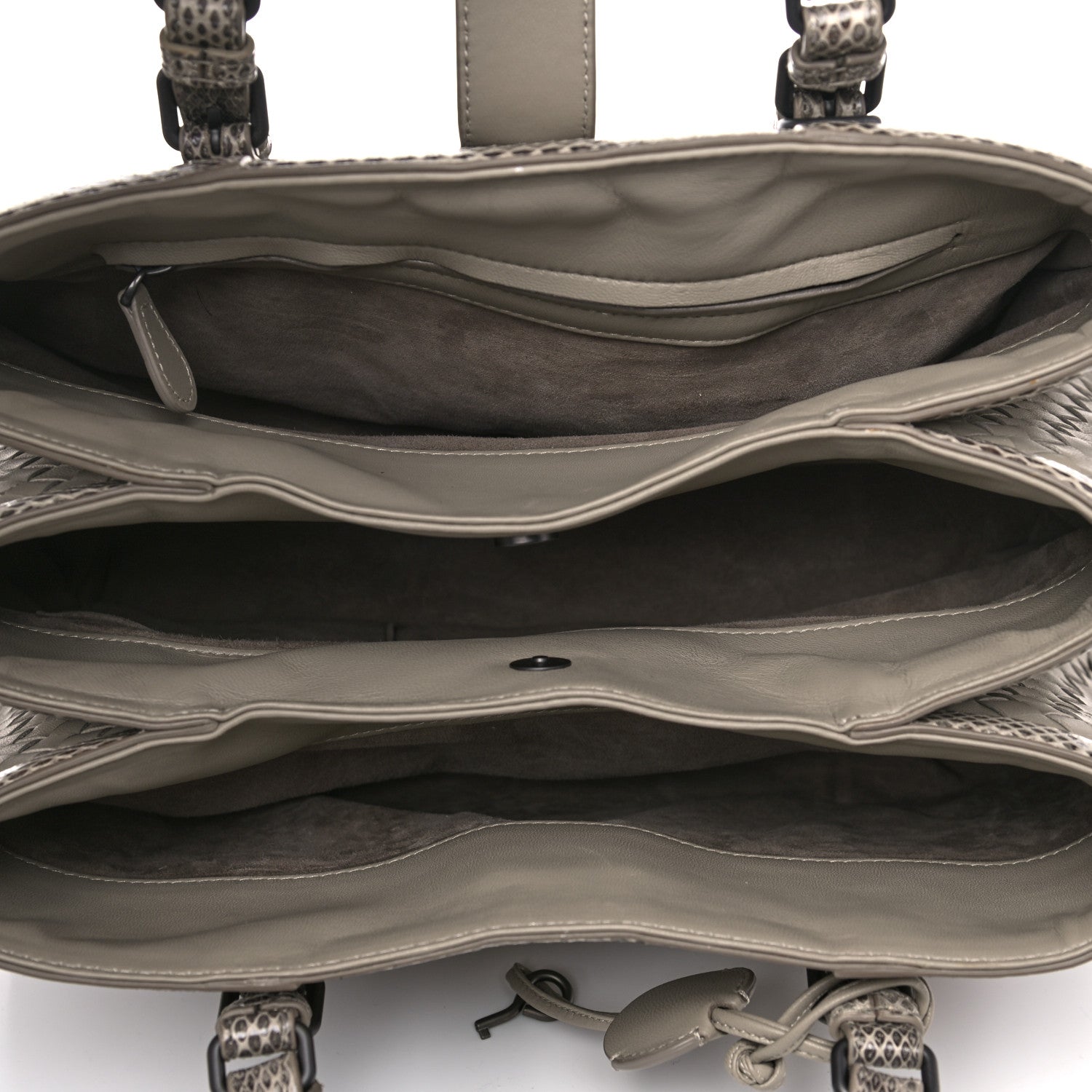 Bottega Veneta Nappa Intrecciato Snakeskin Small Flow Wave Tote Mink 5 of 18