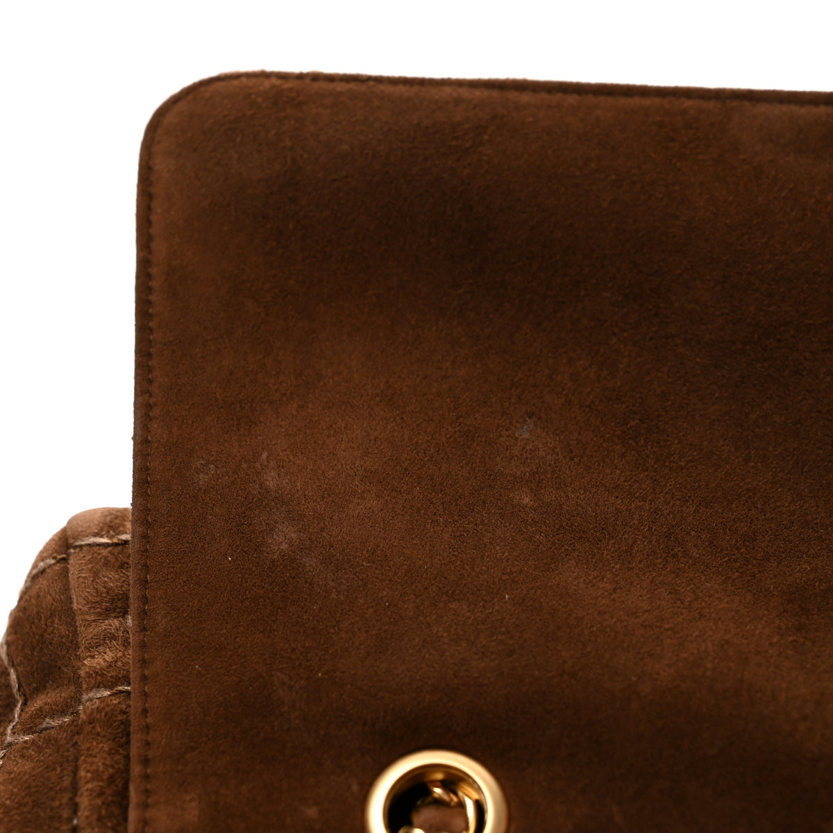 Suede Quilted Chocolate Bar Medium Single Flap Brown