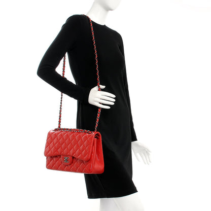 Chanel Caviar Quilted Jumbo Double Flap Red 2 of 8
