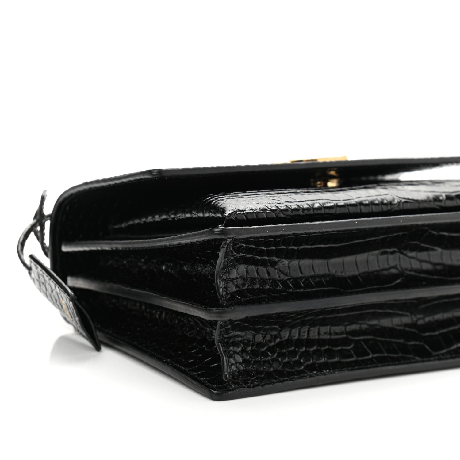 Saint Laurent Calfskin Crocodile Embossed Medium Monogram Sunset Black 10 of 11