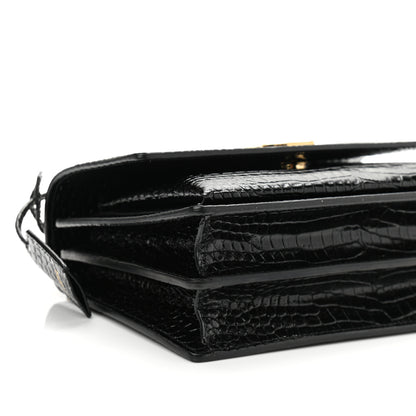 Saint Laurent Calfskin Crocodile Embossed Medium Monogram Sunset Black 10 of 11
