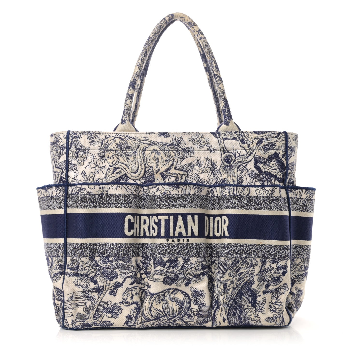 Canvas Embroidered Toile De Jouy Catherine Tote Blue